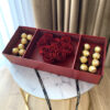 Czerwone wieczne róże i Ferrero Rocher w pudełku I LOVE U | wieczne róże w pudełku - box flower
