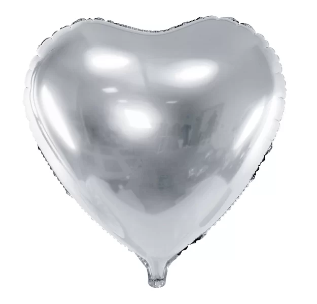 Balon foliowy z helem SERCE srebrny SILVER 45 cm 18"