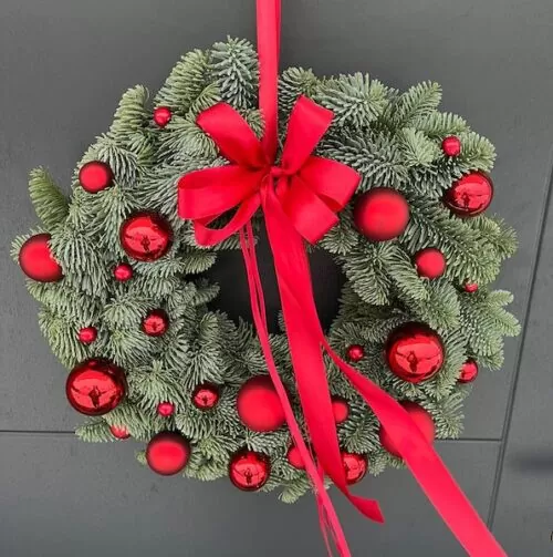 Wianek Świąteczny Nobilis Jodła naturalny na drzwi | zimowy wianek 50 cm